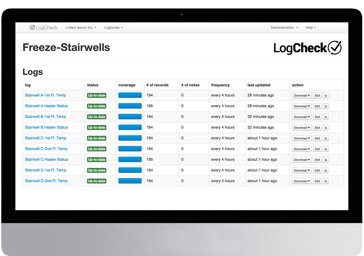 Log dashboard on the LogCheck webapp