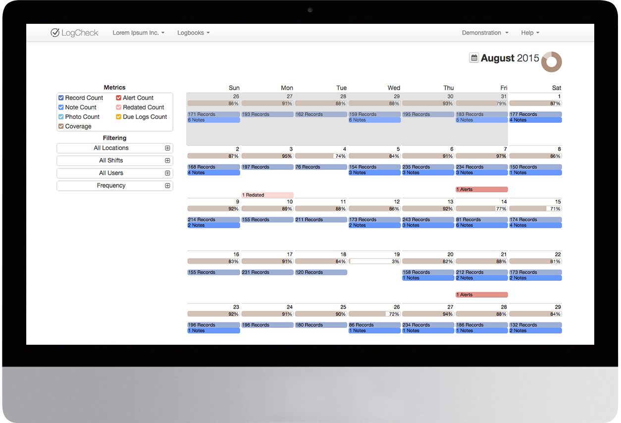 LogCheck log schedule on desktop web app